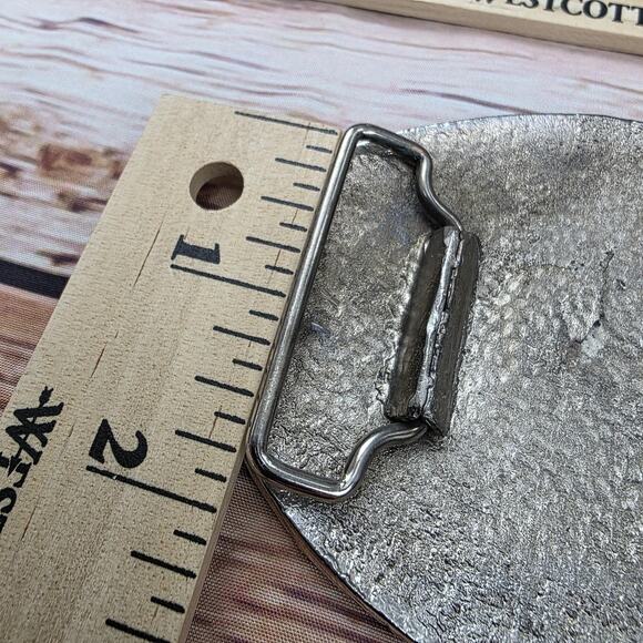 Vintage Handcrafted Inlay Belt Buckle Silver Tone Turquoise Eagle Western 3 Inch - Picture 11 of 11